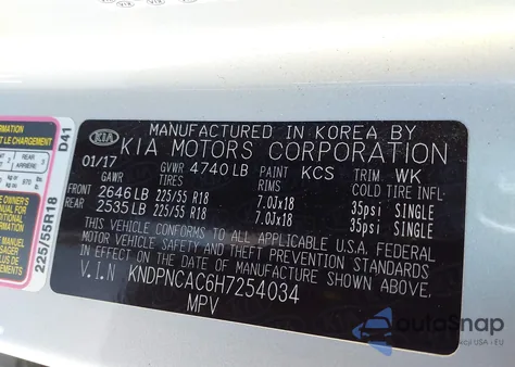 2017 Kia Sportage Ex z USA, uszkodzony, nr VIN KNDPNCAC6H7254034